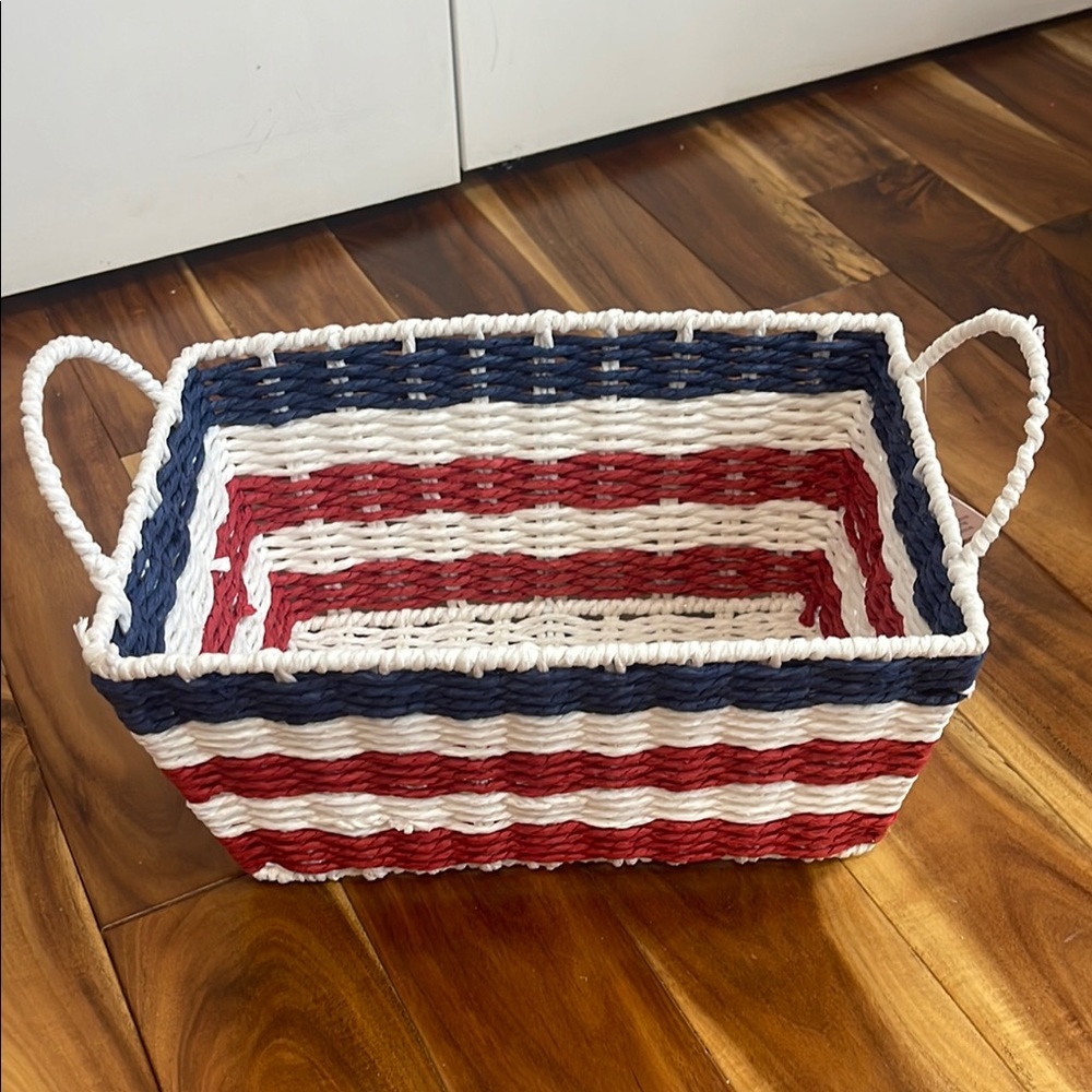 Patriotic Woven Basket - Red, White, and Blue